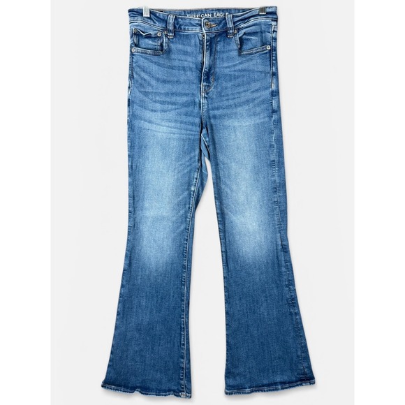 American Eagle Outfitters Denim - American Eagle Super Hi-Rise Flare Jeans Womens 8 Blue Stretch Denim Medium Wash
